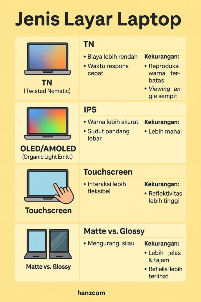 Jenis Layar Laptop