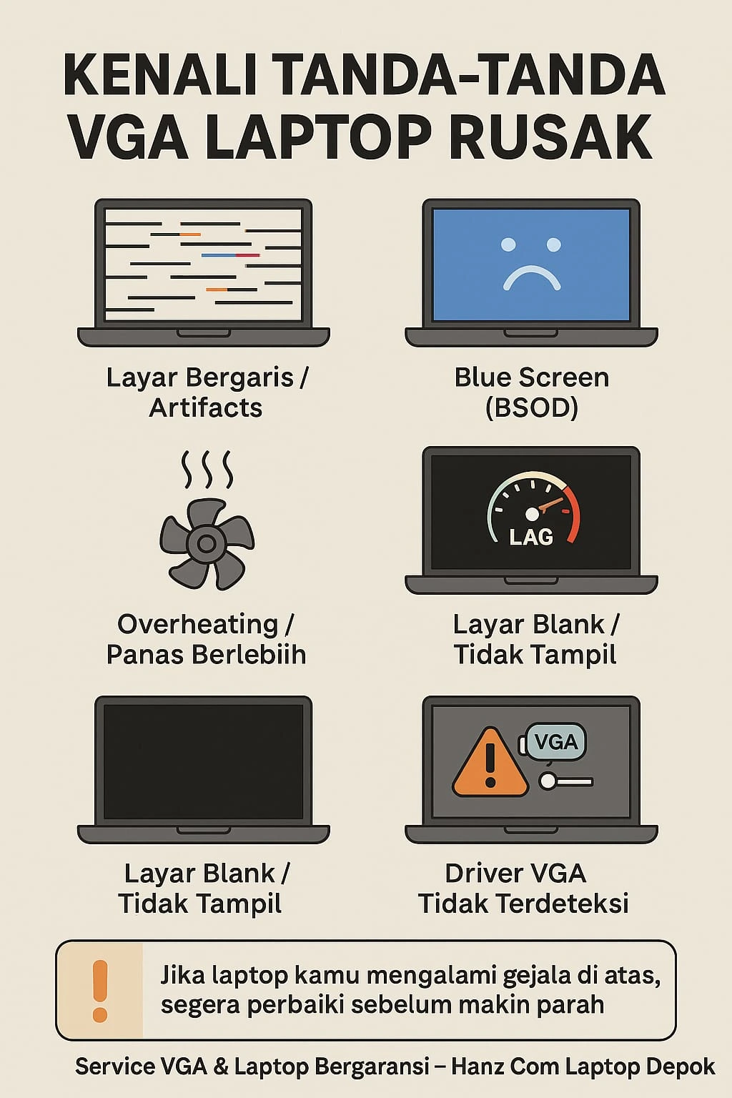 Tanda VGA Laptop Rusak