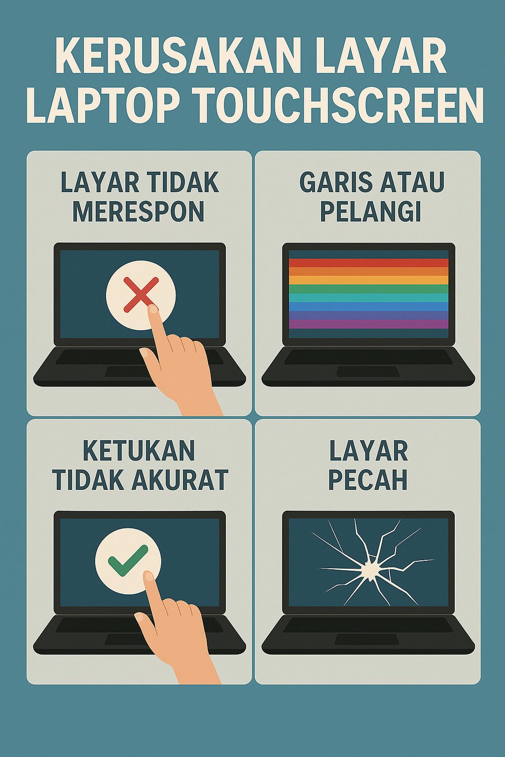 Kerusakan Umum pada Laptop Layar Touchscreen
