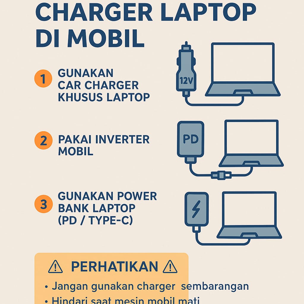 Charger Laptop di Mobil