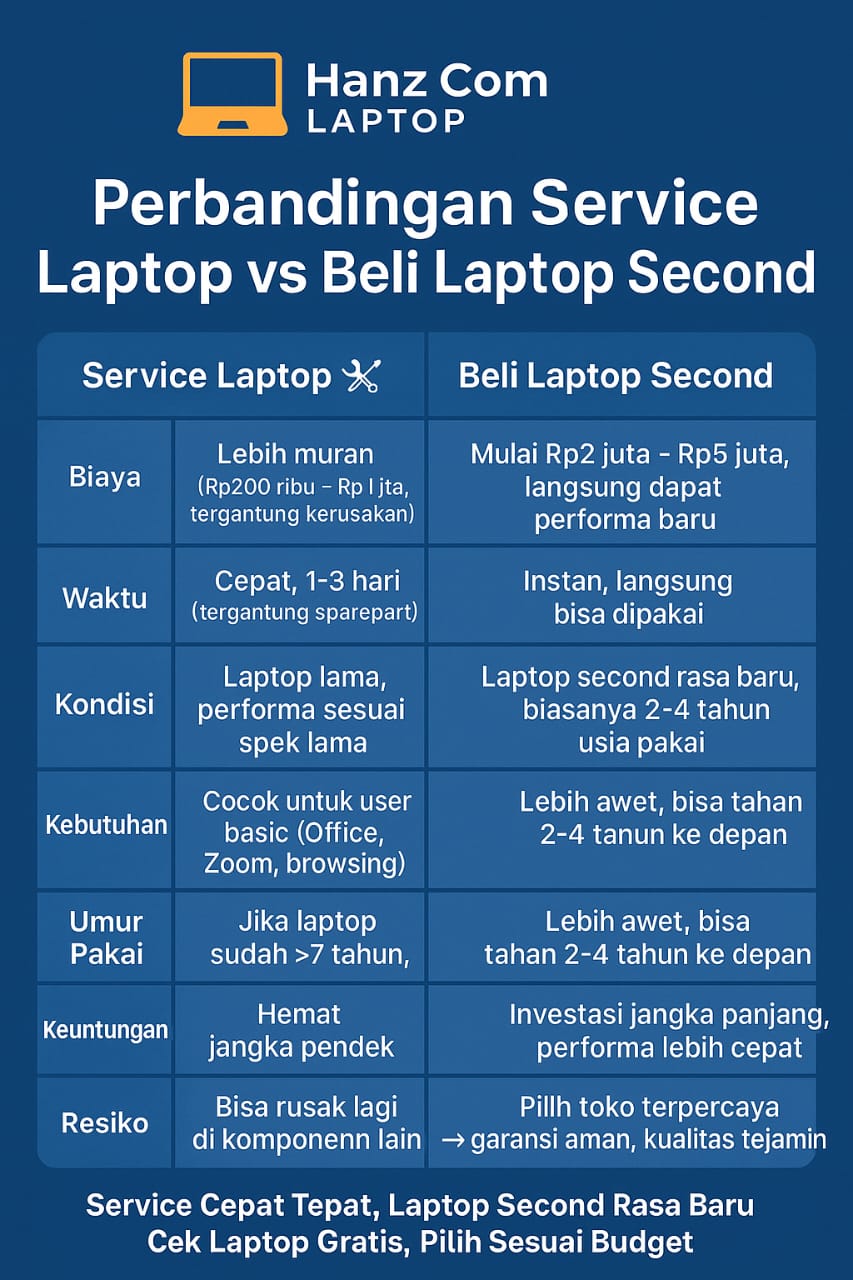 Service Laptop vs Beli Laptop Second