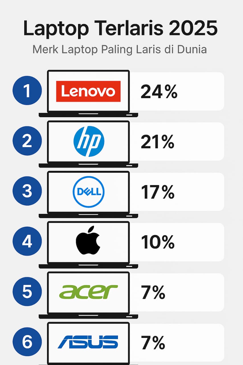 Laptop Terlaris 2025: Daftar Merk Laptop Paling Populer di Dunia dan Indonesia