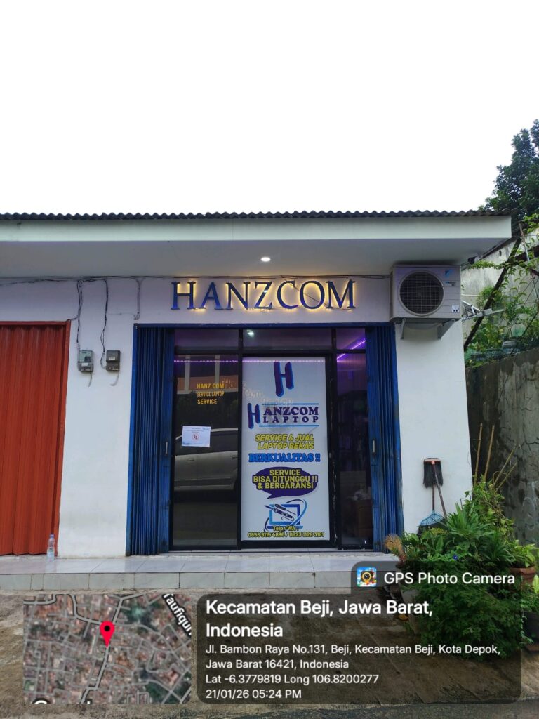 Hanz Com Laptop tampak depan, Melayani Service dan jual beli laptop bekas Depok.